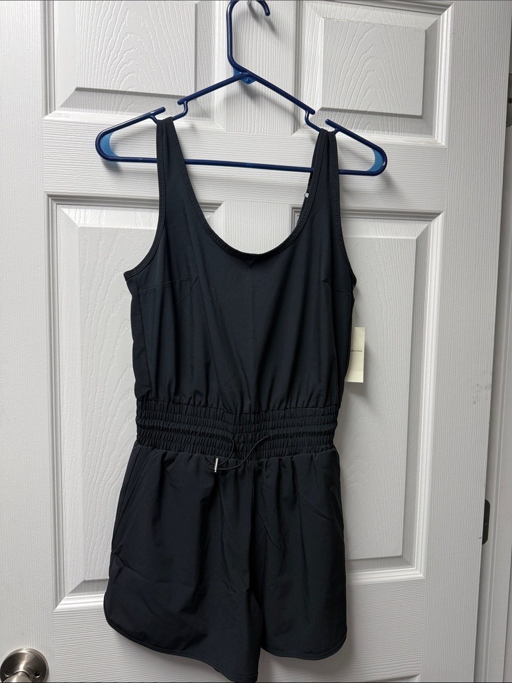 Abercrombie & Fitch Black Sleeveless Romper with Smocked Waist